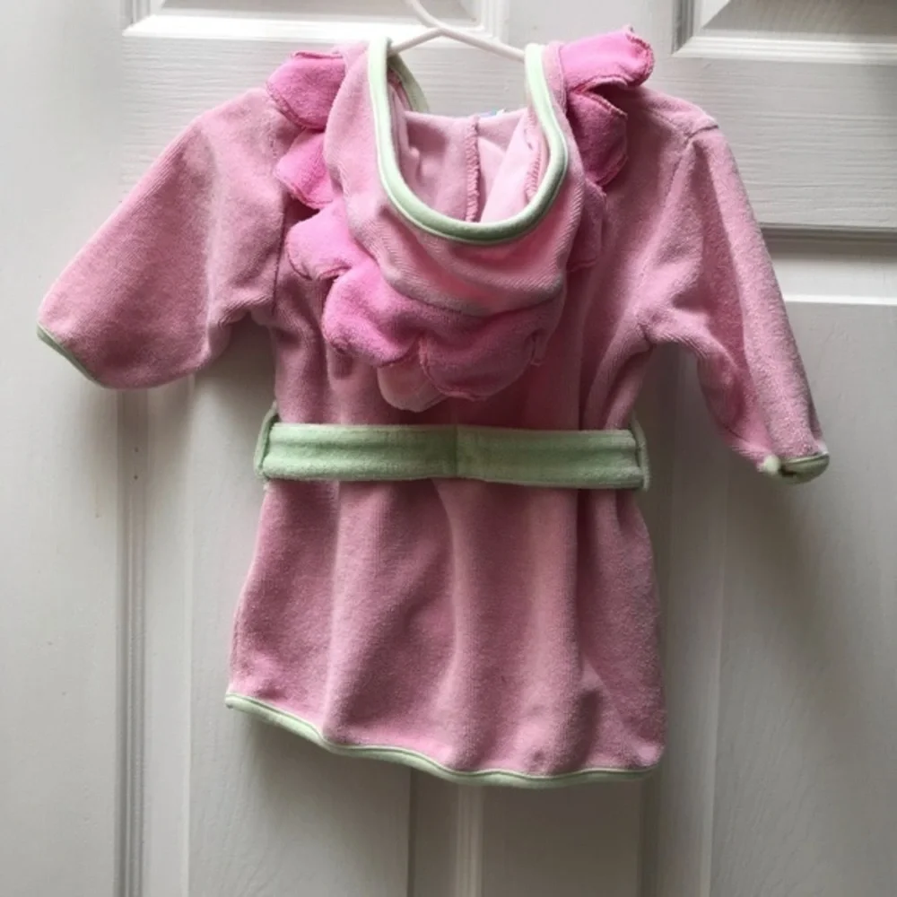 Little Me Pink Baby Hooded Robe-Size 0-9 Months